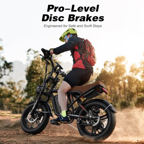 VARUN Electric Bike Peak 750W - 65+ Miles Long Range Electric Bike for Adults - Reaches 25MPH, 48V 13Ah Battery, Full Suspension, 7-Speed All-Terrain 20" Fat Tire Electric Motorcycle Dirt Bike