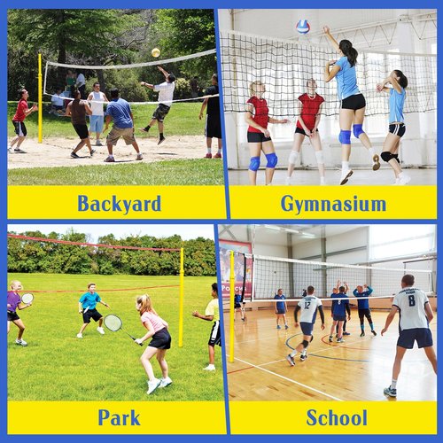 Volleyball Net Set for Backyard, 8ft Professional Standard Volleyball Poles, Outdoor Badminton Post, Adjustable Height Poles,for School Outdoor Grass Indoor