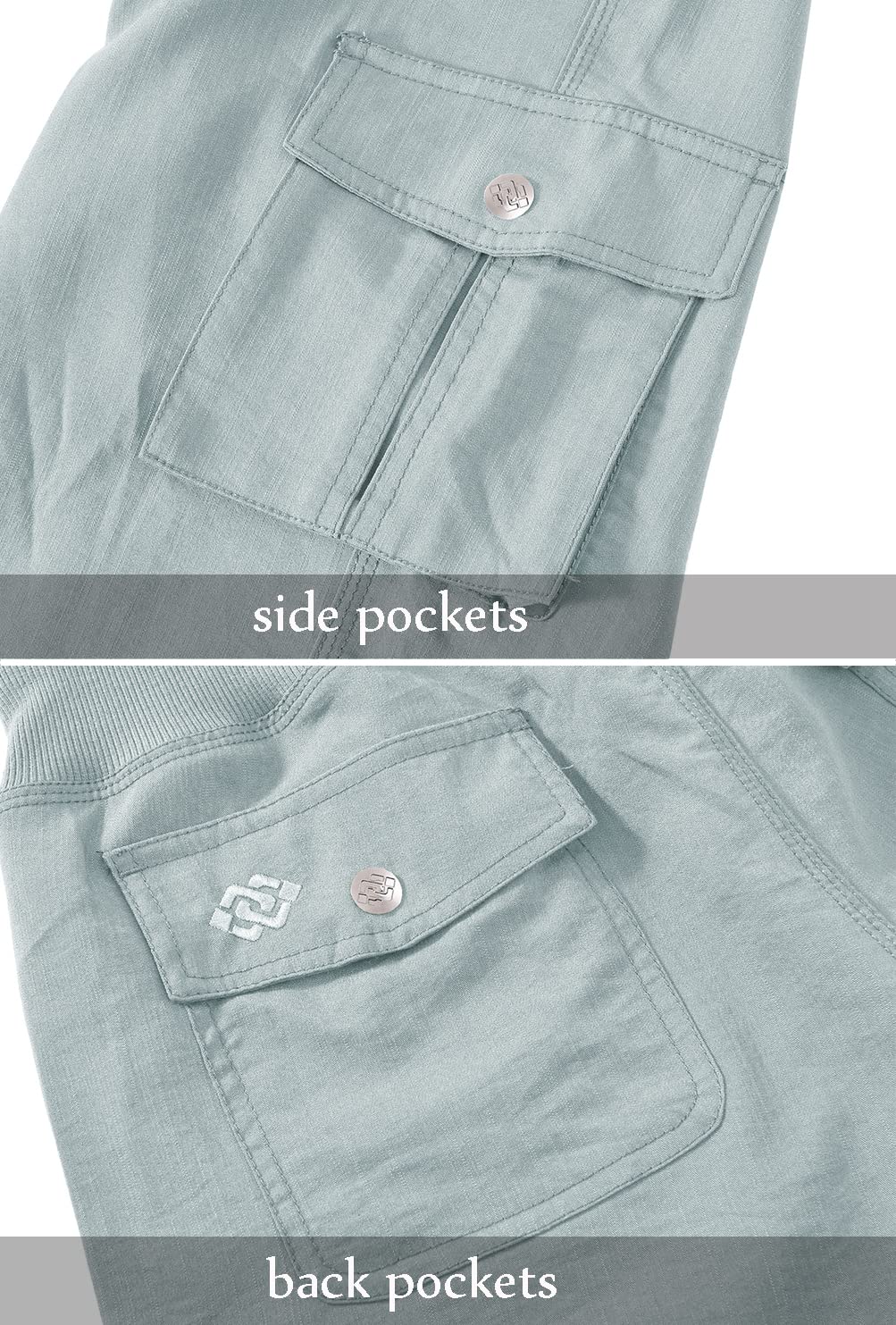 MoFiz Womens Capris with Pockets Loose Fit Casual Capri Pants Dressy Lightweight Ladies Baggy Cargo Pants for Hiking Light Gray L