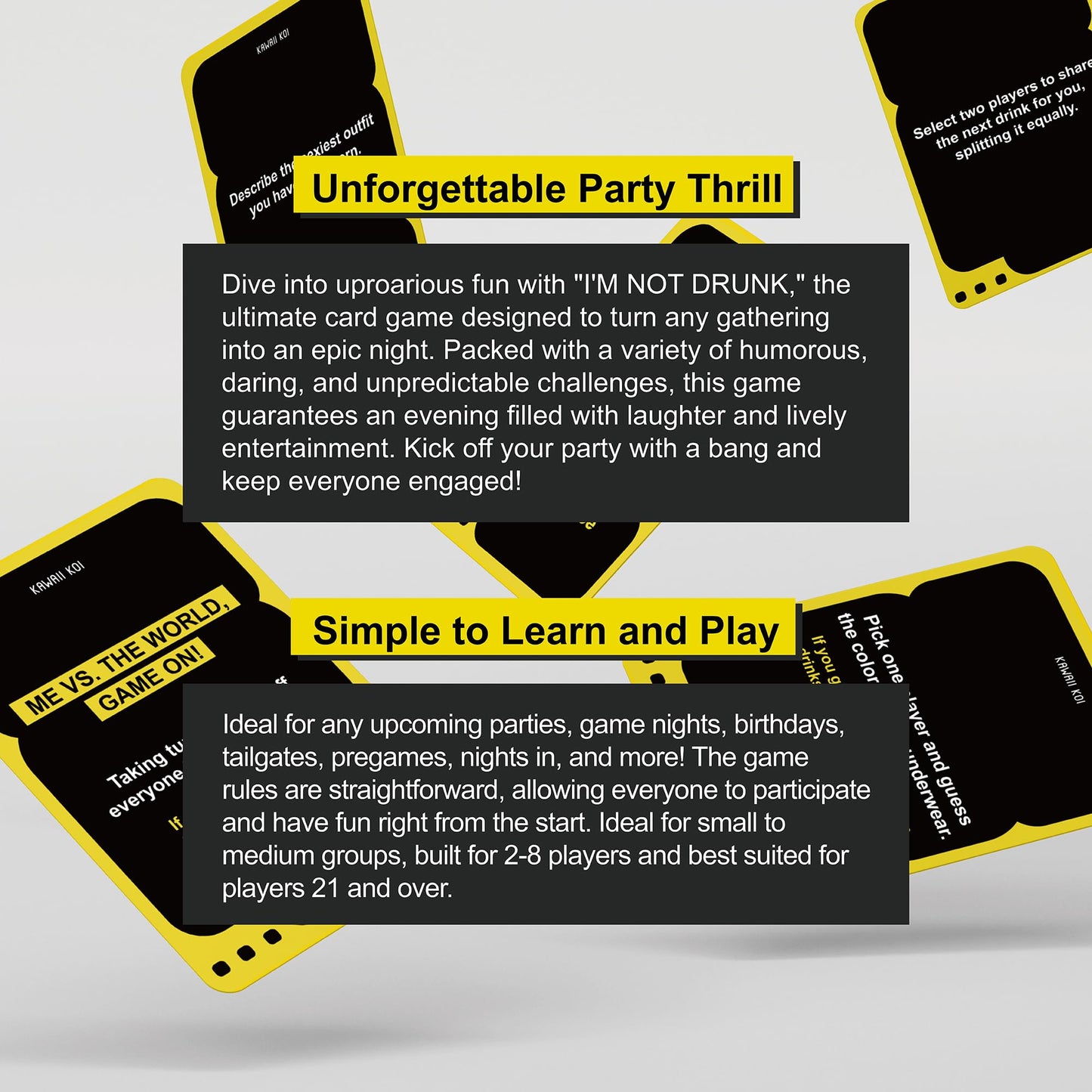 I'M NOT DRUNK - Party Drinking Game for Game Nights - 21st Birthday Gift & Bachelorette Party Game with 55 Amusing Cards - Hilarious Unforgettable Drinking Card Game - Get The Party Started