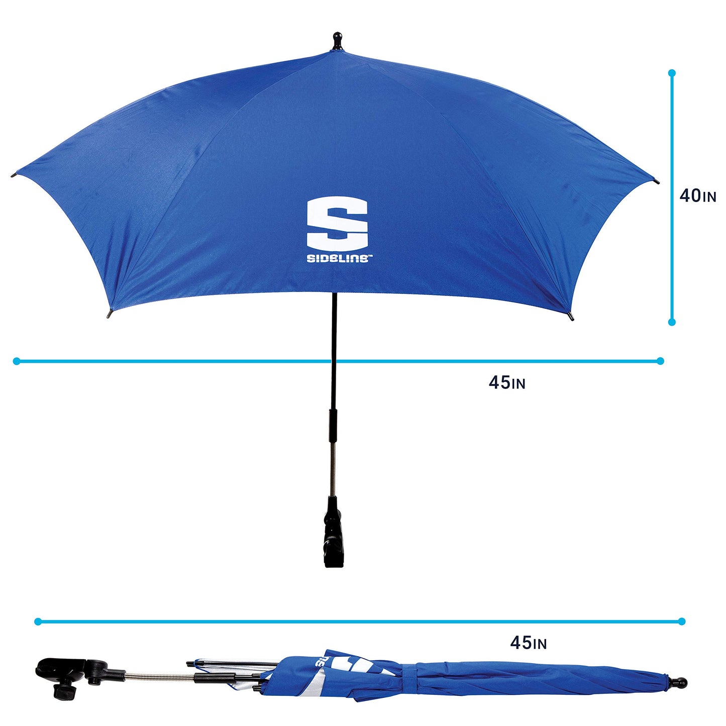 Franklin Sports All Position Umbrella with Universal Clamp SidelineBrella-TekSun Protection UPF 50+