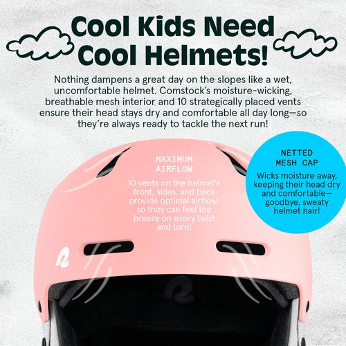 Retrospec Comstock Youth Ski & Snowboard Helmet for Kids - Durable ABS Shell, Protective EPS Foam & Cooling Vents - Adjustable Fit for Boys & Girls - Matte Rose, 48-51cm X-Small
