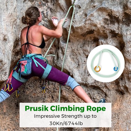 6mm Prusik Loop Cord - Polyester, 50cm Length | 8kN Load Capacity, Zero-Slip Grip(50CM)