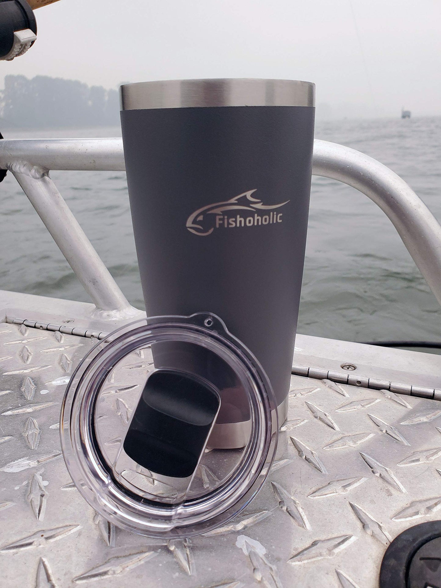 Fishoholic 20oz or 30oz Tumbler w Magnetic Slide Lid for Hot & Cold Drinks, Stainless Steel, Double Wall, Vacuum Insulated, Mug Glass Cup
