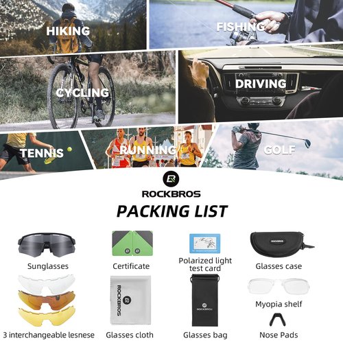 ROCKBROS Polarized Sports Sunglasses for Men Baseball Cycling Sunglasses UV400 Protection for Women Men