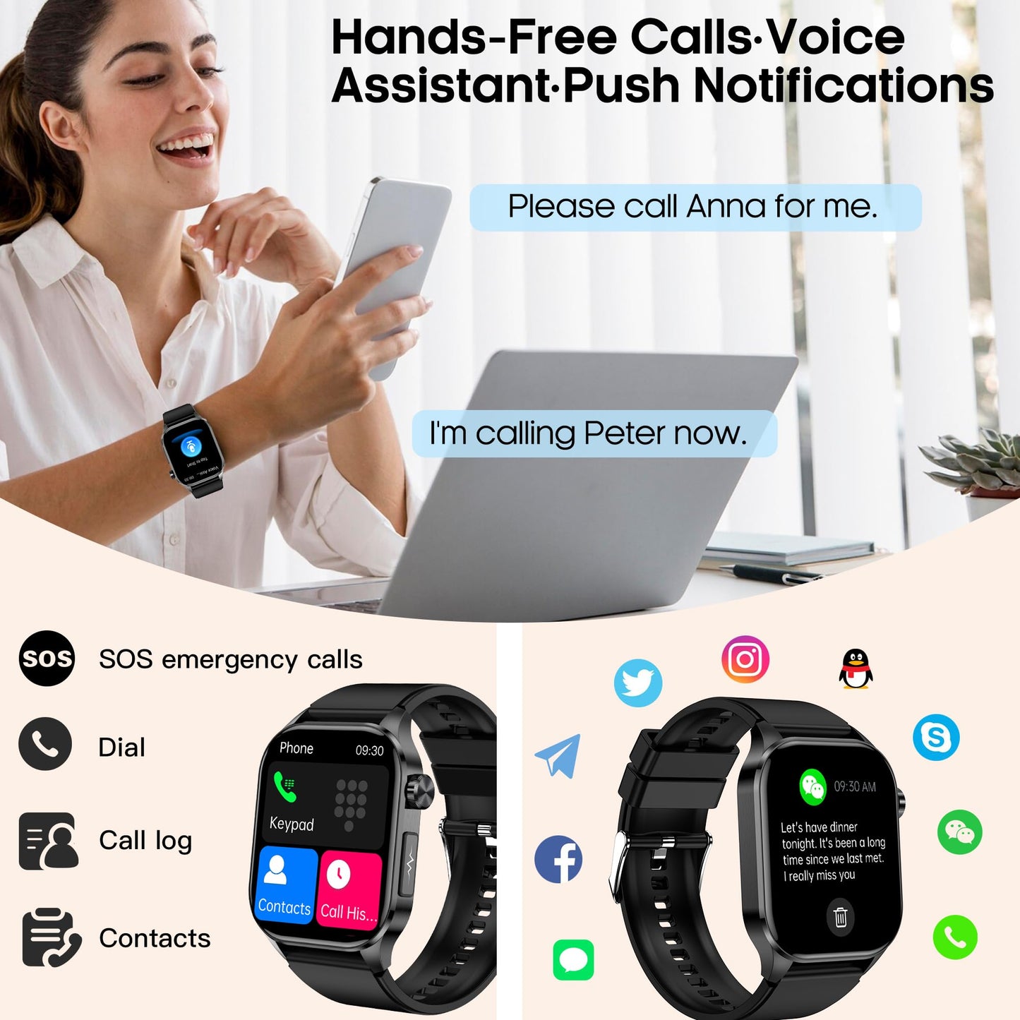 Smart Watch for Men Women with Bluetooth Calls, Blood Pressure Heart Rate Blood Oxygen Stress HRV Monitor Sleep Tracker, 150+ Sports Modes Fitness Tracker, IP68 Waterproof, Pedometer For Android/iOS