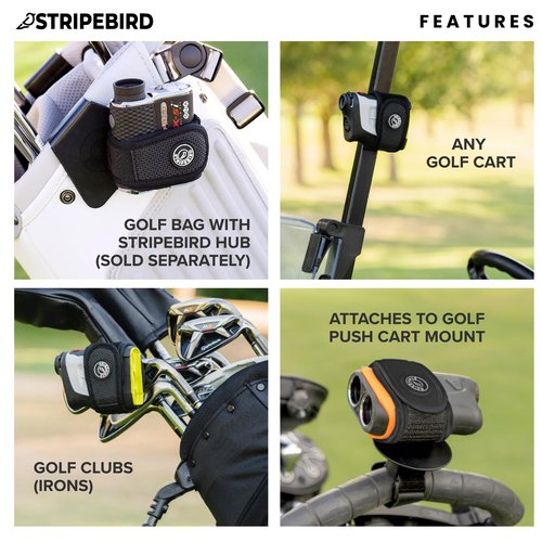 Stripebird - 2.0 Slim Golf Magnetic Rangefinder Strap (Black - Form Fitting & No Buckle Strap) - Golf Range Finder Magnetic Strap - Range Finder Golf Magnetic