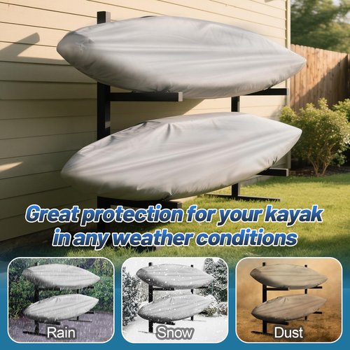 Beeplove 2pcs Waterproof Kayak Covers for Outdoor Storage - Dustproof Oxford Cockpit Protector, Keep Animals Away, for 10.2ft - 11.5ft