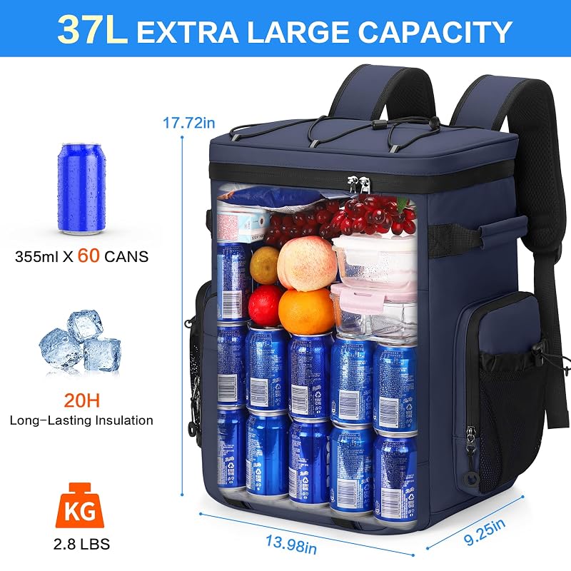 Dark Blue Large 37L Insulated Leak-Proof Cooler Backpack