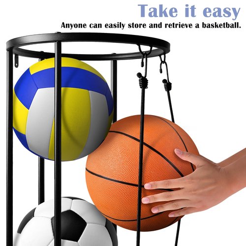 RunNico Columnar Vertical Ball Racks- 40x13.2 Inch Rolling Basketball Holder Wall Mount-Garage Sports Ball Storage for Indoor Rooms and Gyms