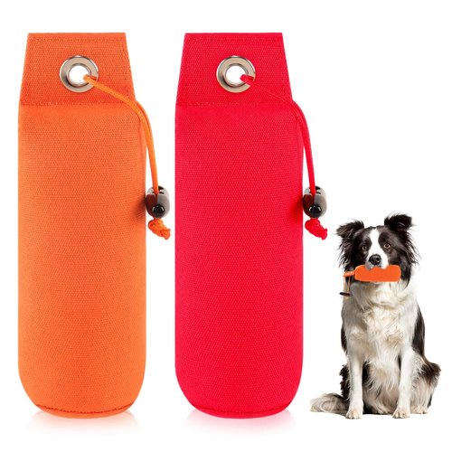LovelyPaws 2 Pcs Canvas Dog Bumpers Training Dummy Floating Toys, Hunting Dog Training Tool, Weighted Bumper for Easy Throwing