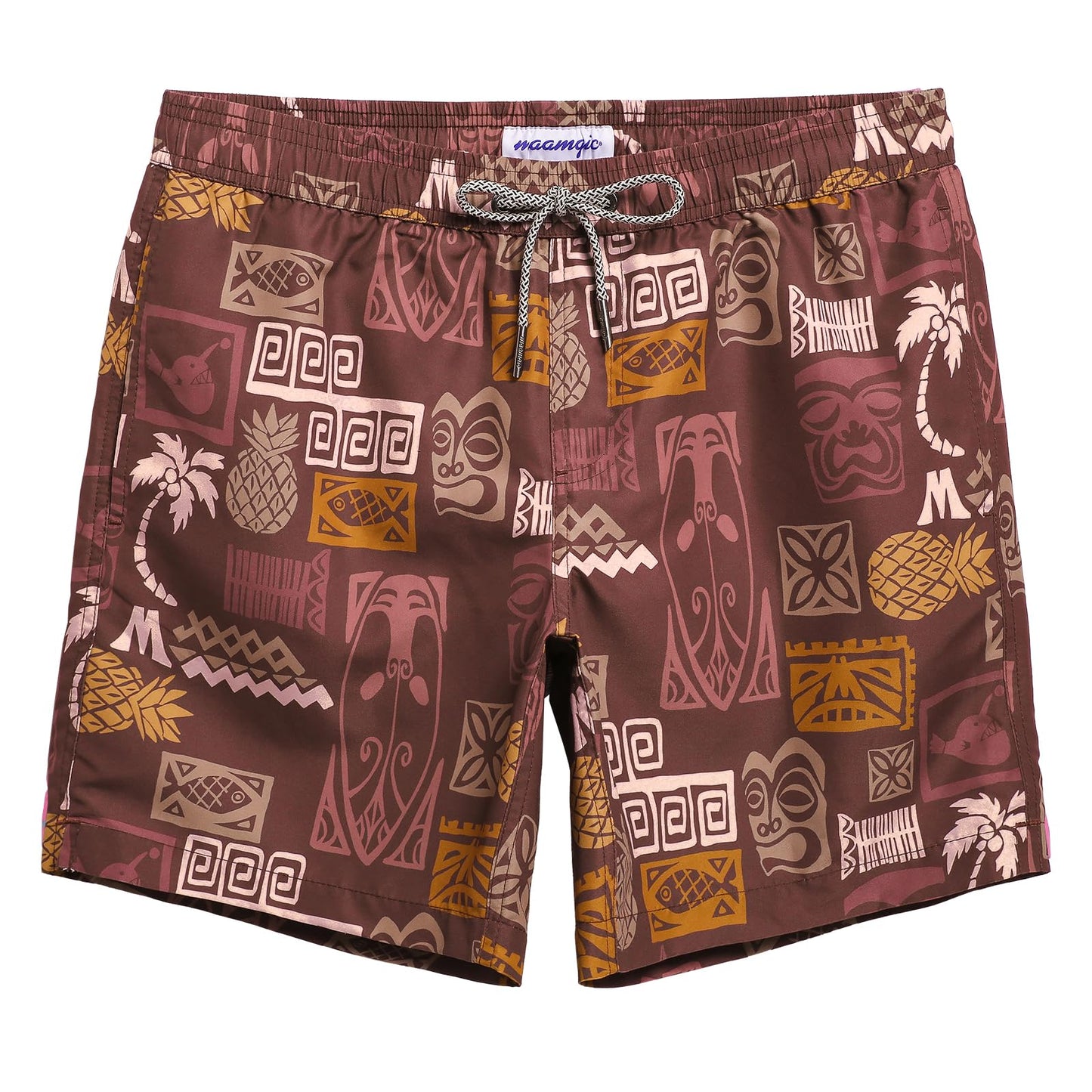 maamgic Mens Swim Trunks Quick Dry Swim Shorts with Mesh Lining Funny Swimwear Bathing Suits 7inch Brown Totem X-Large