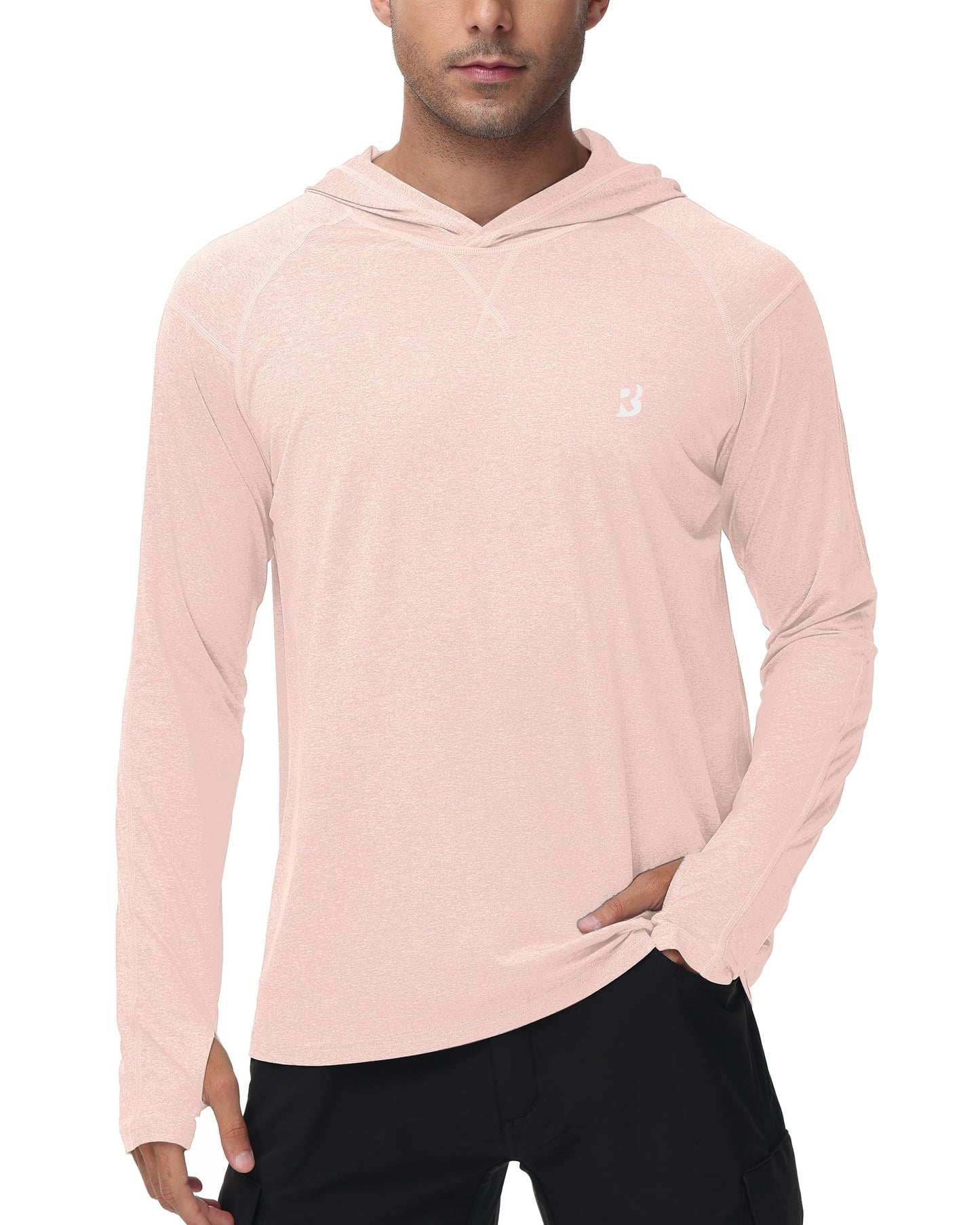 Roadbox Mens UPF 50+ Fishing Shirts, Long Sleeve UV Sun Hoodie, Hiking Running Swim Athletic Workout Shirt