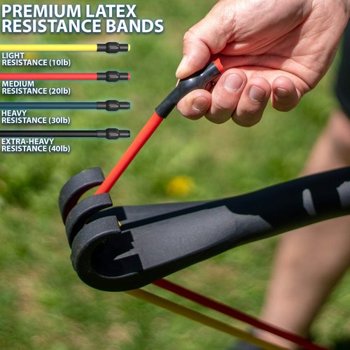 Synergee Resistance Bow. Portable Home Gym with Resistance Bands and Bar System. Collapsible Resistance Bar with Handles. Full Body Workouts for Home, Travel or Outdoors.