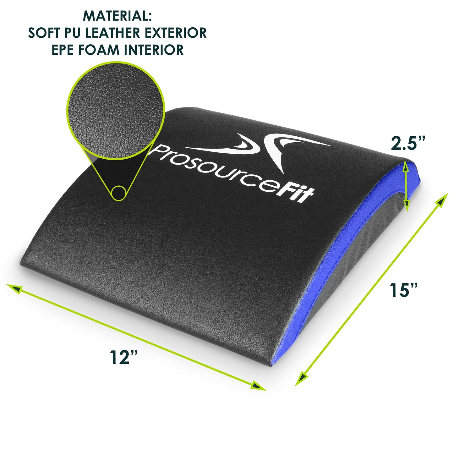 ProsourceFit Abdominal AB Mat 15" x 12" High Density Core Trainer, Black/Blue