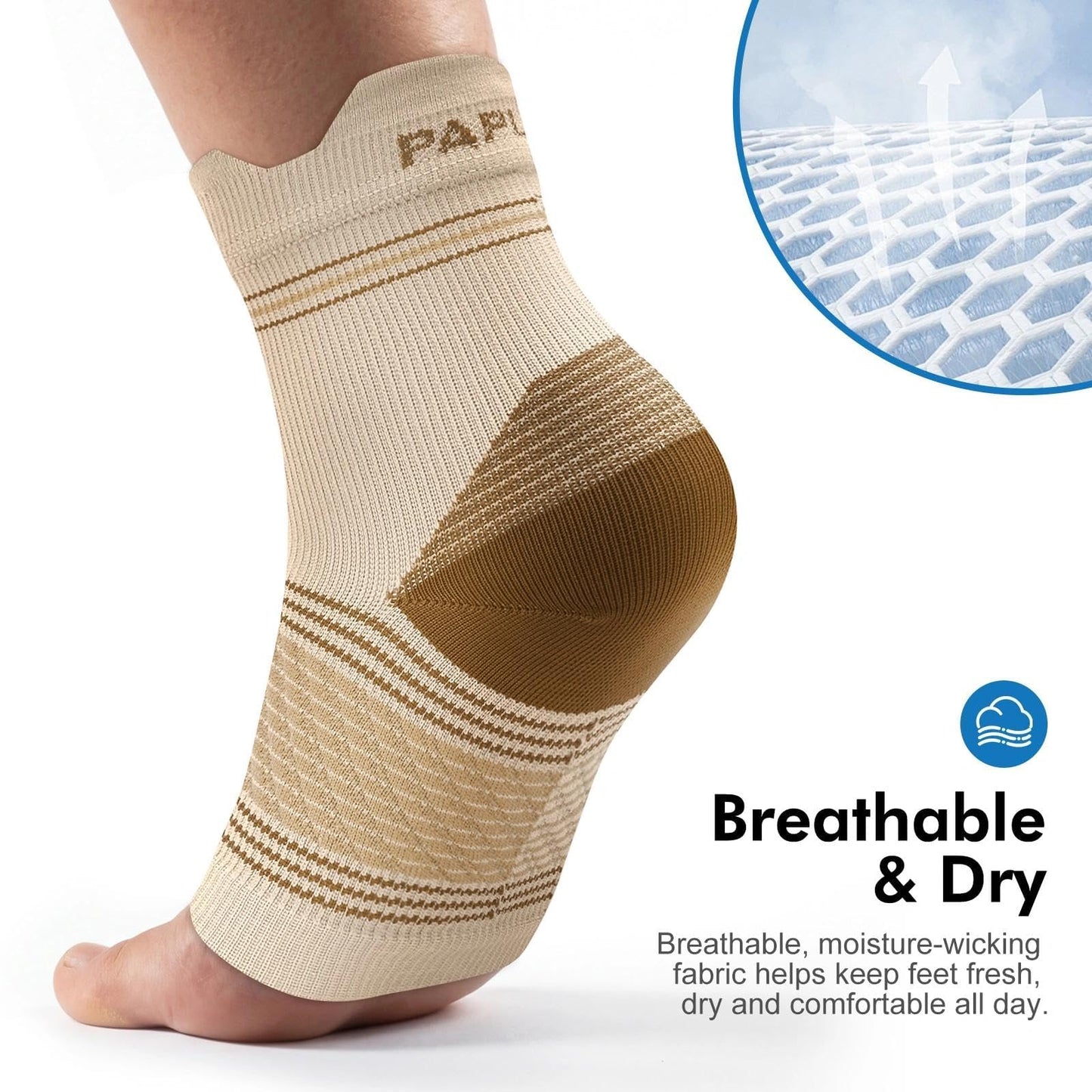 6 Pairs Plantar Fasciitis Socks for Men & Women, Ankle Brace Compression Socks with Arch Support for Achilles Tendonitis, Heel Pain, Swelling & Arthritis Relief, Nude, Large
