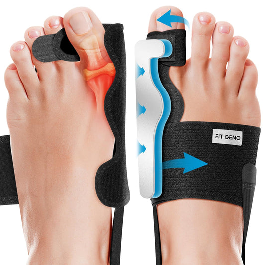 Fit Geno Bunion Corrector Women & Men Big Toe - Adjustable Big Toe Separator for Pain Relief - Adjustable Bunion Correction Orthopedic for Hallux Valgus - Day & Night Support - 2 Pcs