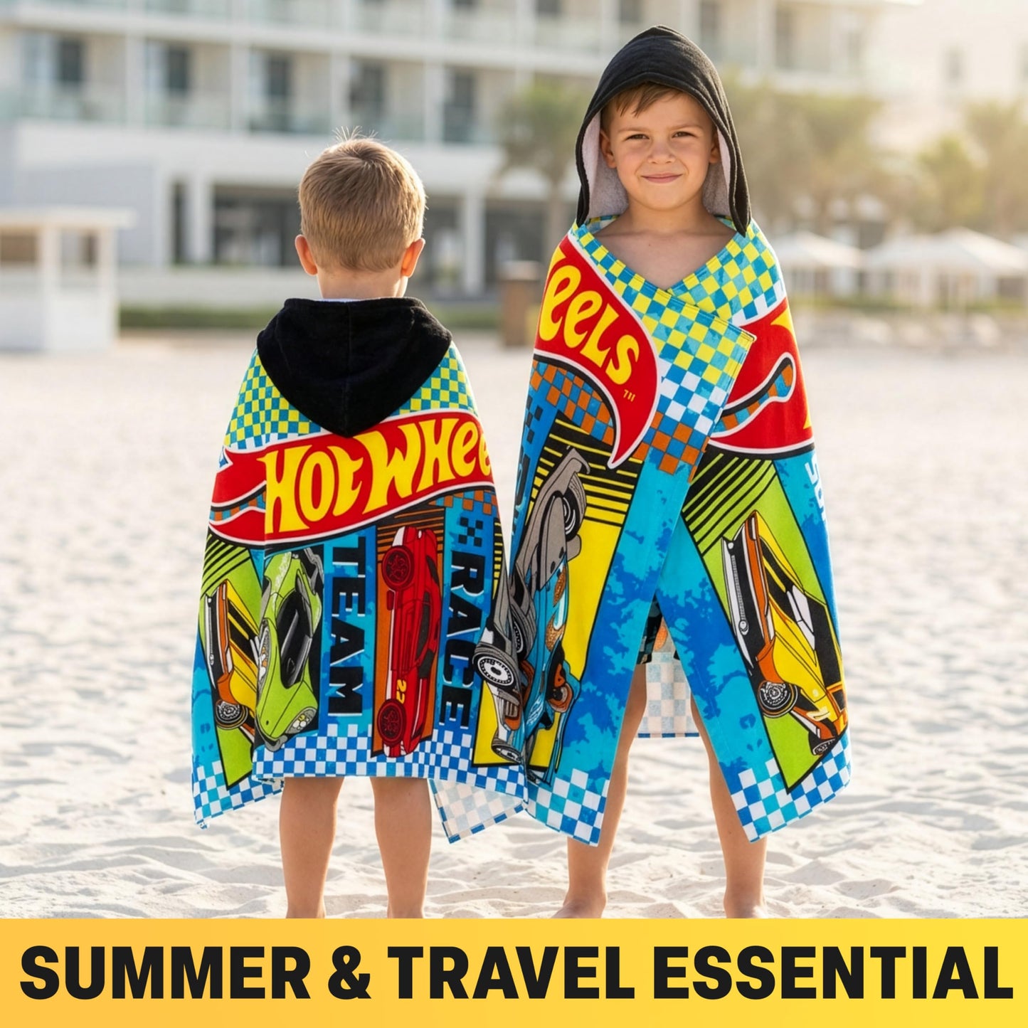 Get Trend Hot Wheels Cars Bath Towels with Hood for Boys, Ages 2-6, One Size Soft and Absorbent Hooded Cotton Beach Towel Wrap, Swimming Pool Poncho, Gifts for Boys (Multi Hot Wheels)
