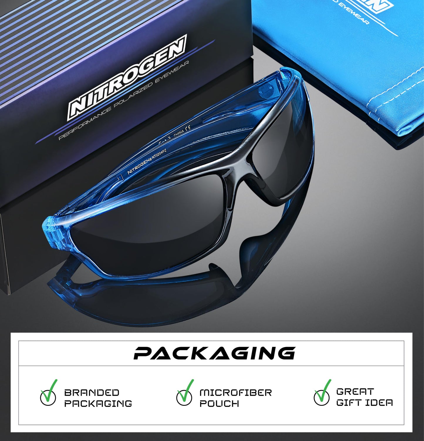 Nitrogen Polarized Wrap Around Sport Sunglasses for Men Women UV400 Driving Fishing Running Sun Glasses