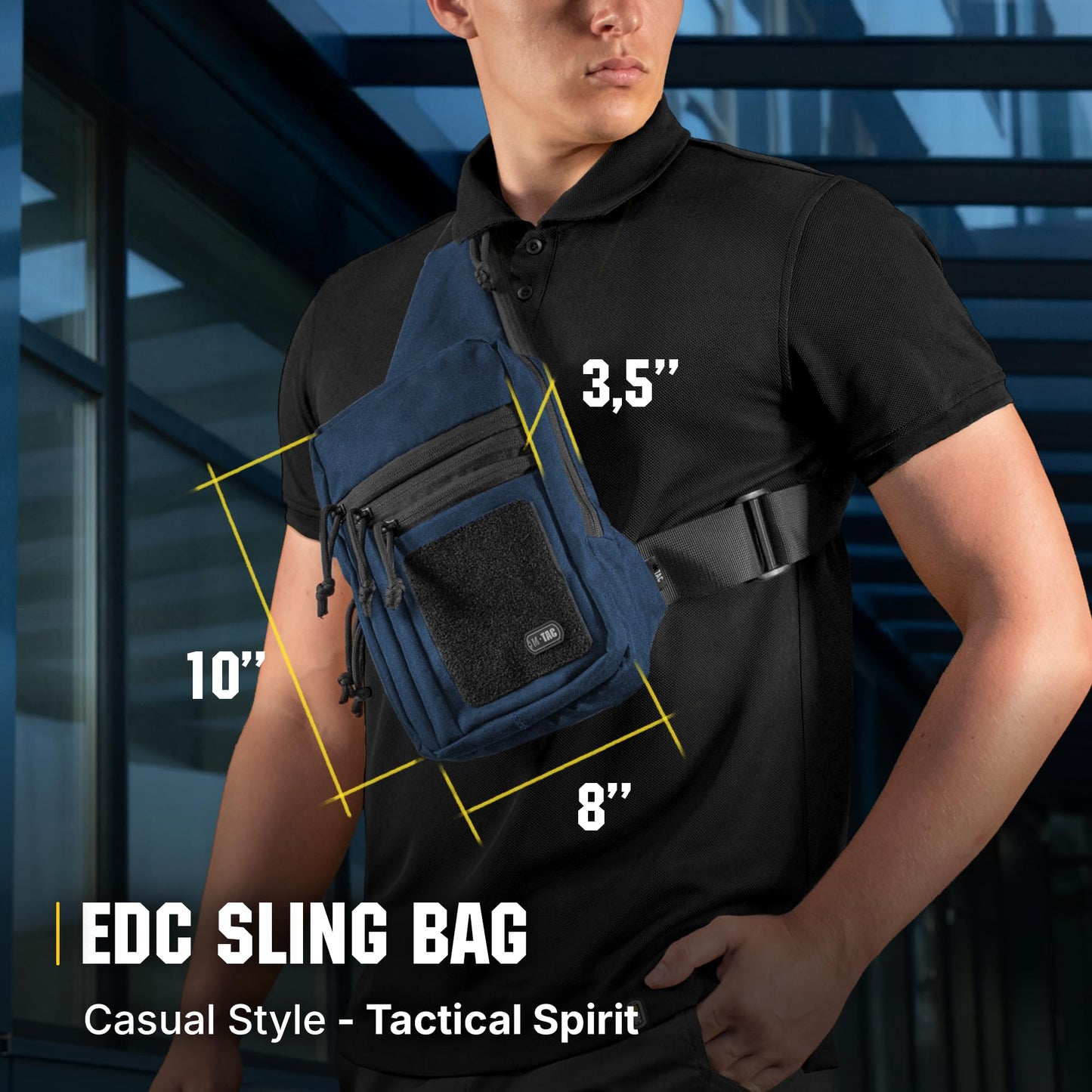 M-Tac CCW Sling Bag for Men & Women - EDC Shoulder Bag Tactical - Crossbody Concealed Carry Bag - Mens Chest Pack (Blue Loop Panel)