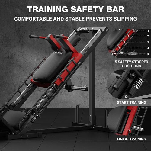 Leg Press Hack Squat Machine, Leg Machine for Home Gym with Linear Bearing, L11 Professional Adjustable Leg Exercise Machine, Lower Body Special, Leg Machine (Red