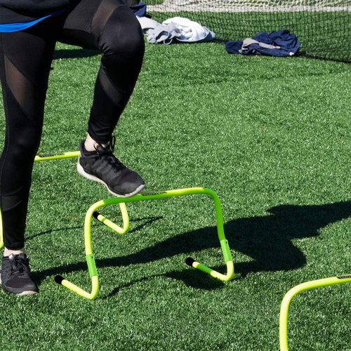 HolaHatha Football and Soccer Training Sports Equipment Speed Agility Hurdle 8 to 11.8 Inch Height Adjustable, Easy Storage, Bright Green