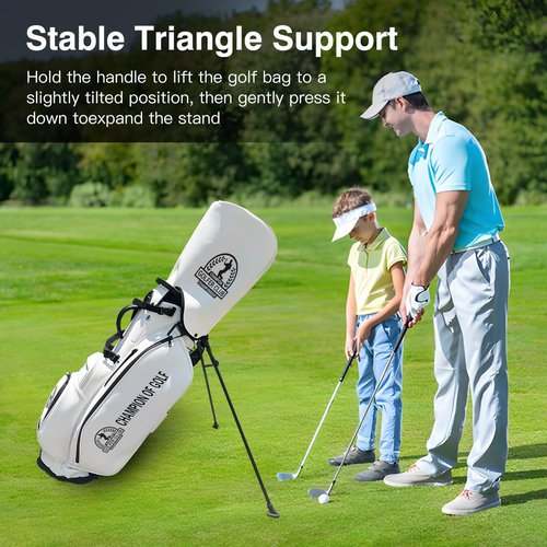 Custom Golf Bag PU Leather Personalized Stand Golf Bag Lightweight Waterproof Design, Multiple Pockets & Strap, Club Travel Gift for Men/Women