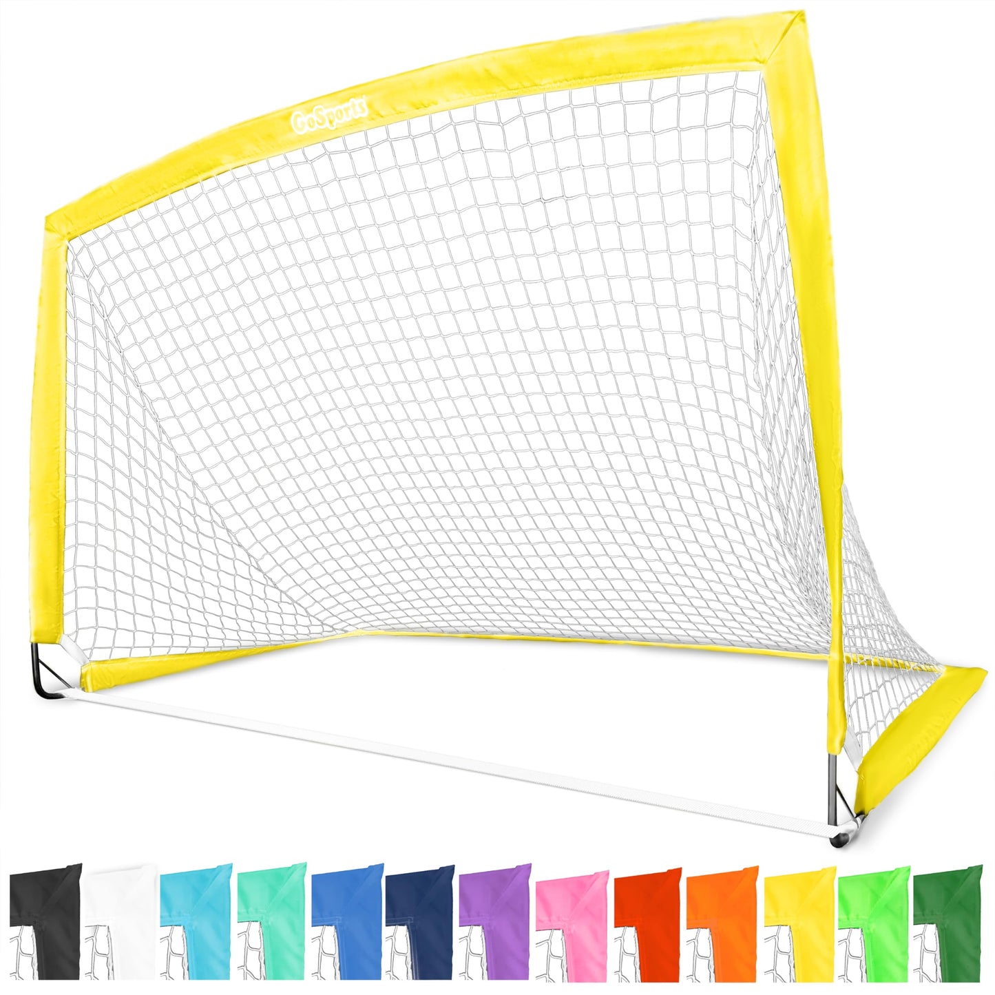 GoSports Team Tone 6 ft x 4 ft Portable Soccer Goal for Kids - Pop Up Net for Backyard - Yellow