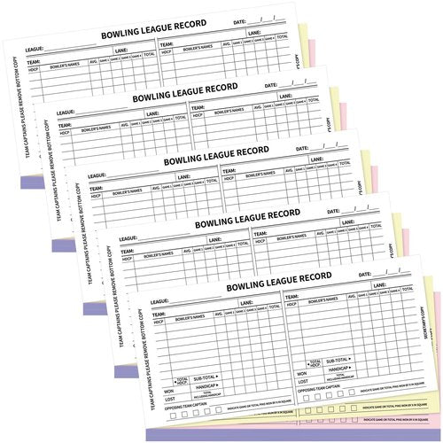 Dunzoom 5 Pack Bowling Team Score Books 9 x 4 Inch Bowling League Record Carbonless 3 Part Recap Sheets or Bowler Score Keeper 750 Pages