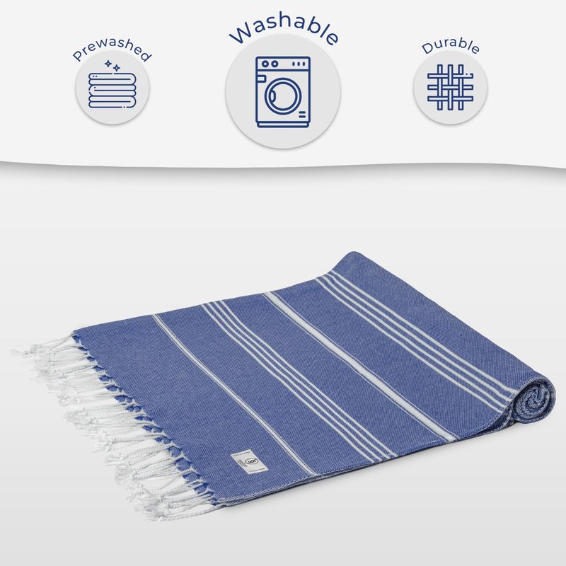 Ossano Turkish Beach Towel Compact & Lightweight Extra Large (39" x 71") - Quick Dry, Versatile and Functional as Picnic, Travel and Yoga Blanket, Pool, Shower, Cruise and Gym Towel - Royal Blue