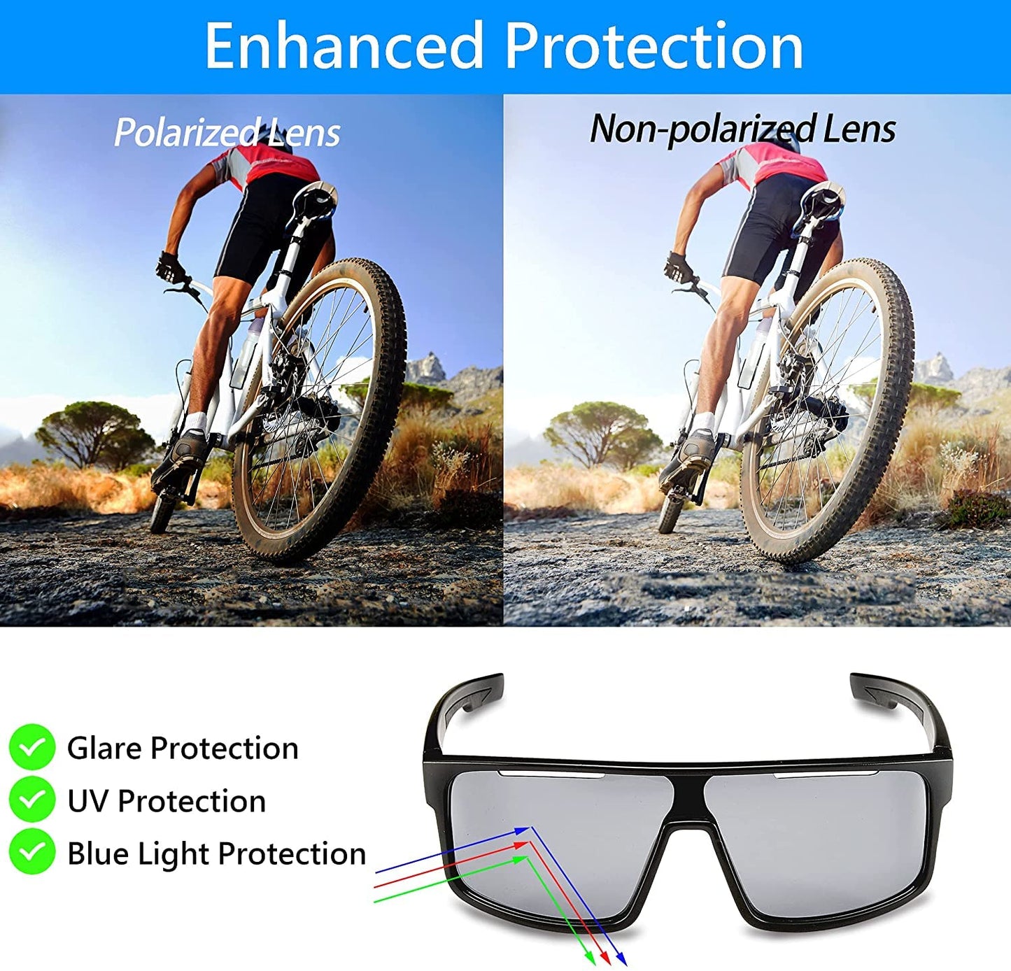 POLARS DESIGN Polarized Sports Sunglasses Mens Womens for Cycling Baseball Running Fishing Driving