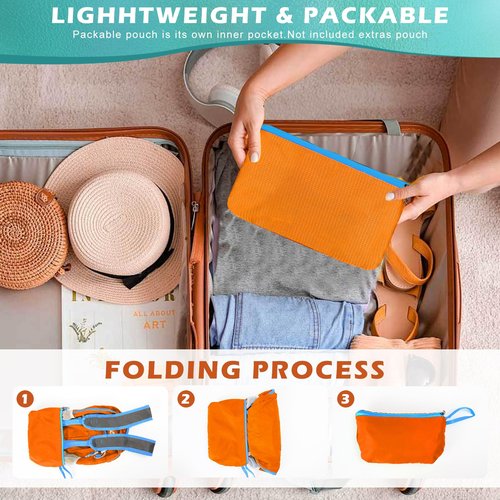 BiYiYun 20L Small Hiking Backpack for Men Women, Lightweight Foldable Daypack Water-resistant Travel Camping Packable Backpack (Orange)
