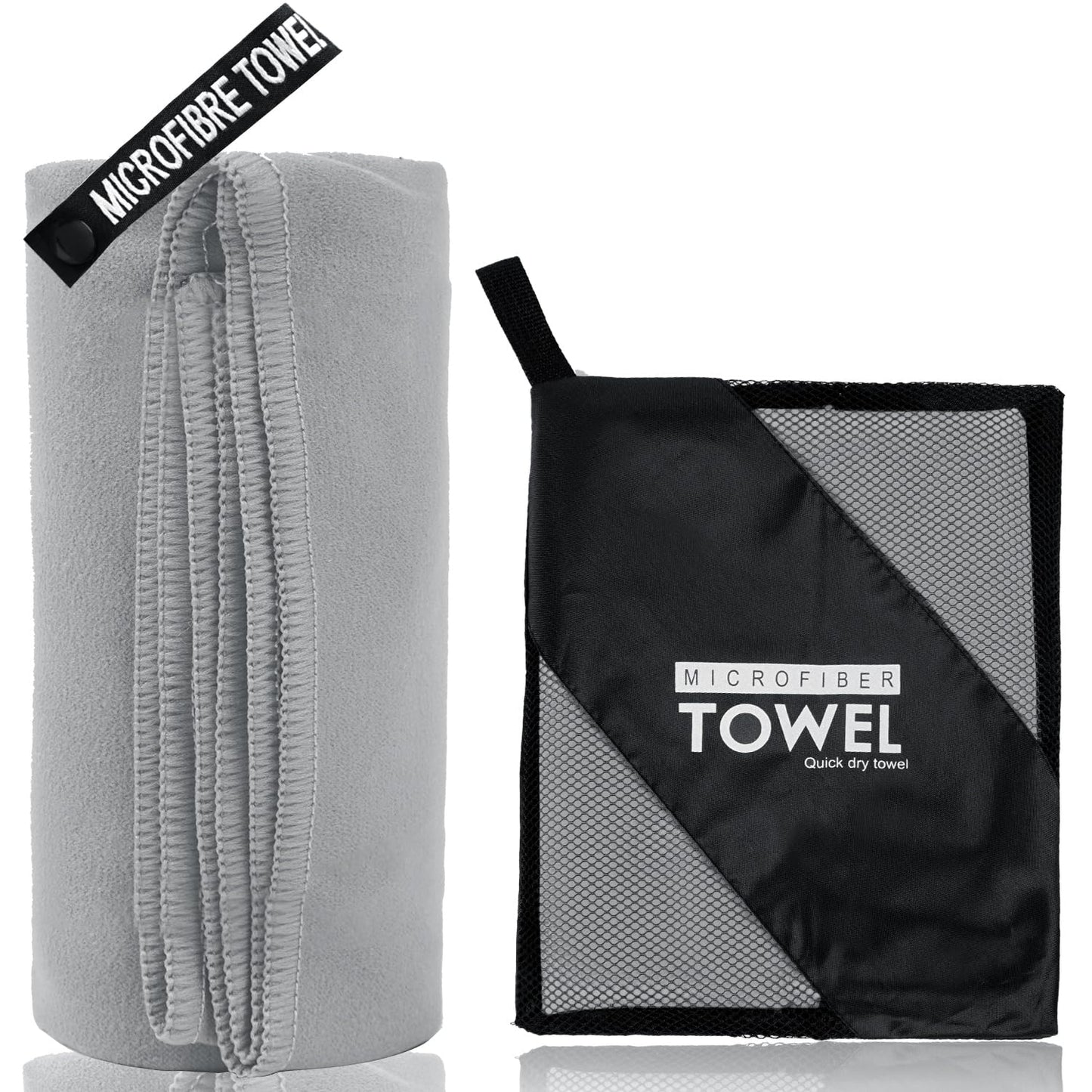 ZIUDBOC Microfiber Travel Towel, Soft Lightweight Quick Dry Towel, Super Absorbent Compact Travel & Sports & Beach Towels for Camping, Backpack, Gym, Swimming, Yoga, Hiking (M:20"×40" -Gray)