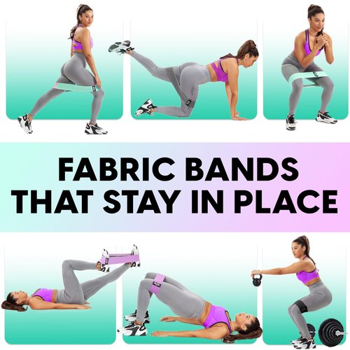 Fabric Resistance Bands for Working Out ??4 Durable Exercise Bands for Women & Men, Non-Slip & Non-Pinching Workout Bands ??Multiple Resistance Levels Booty Bands for Legs Butt Glutes Hips Abs & More