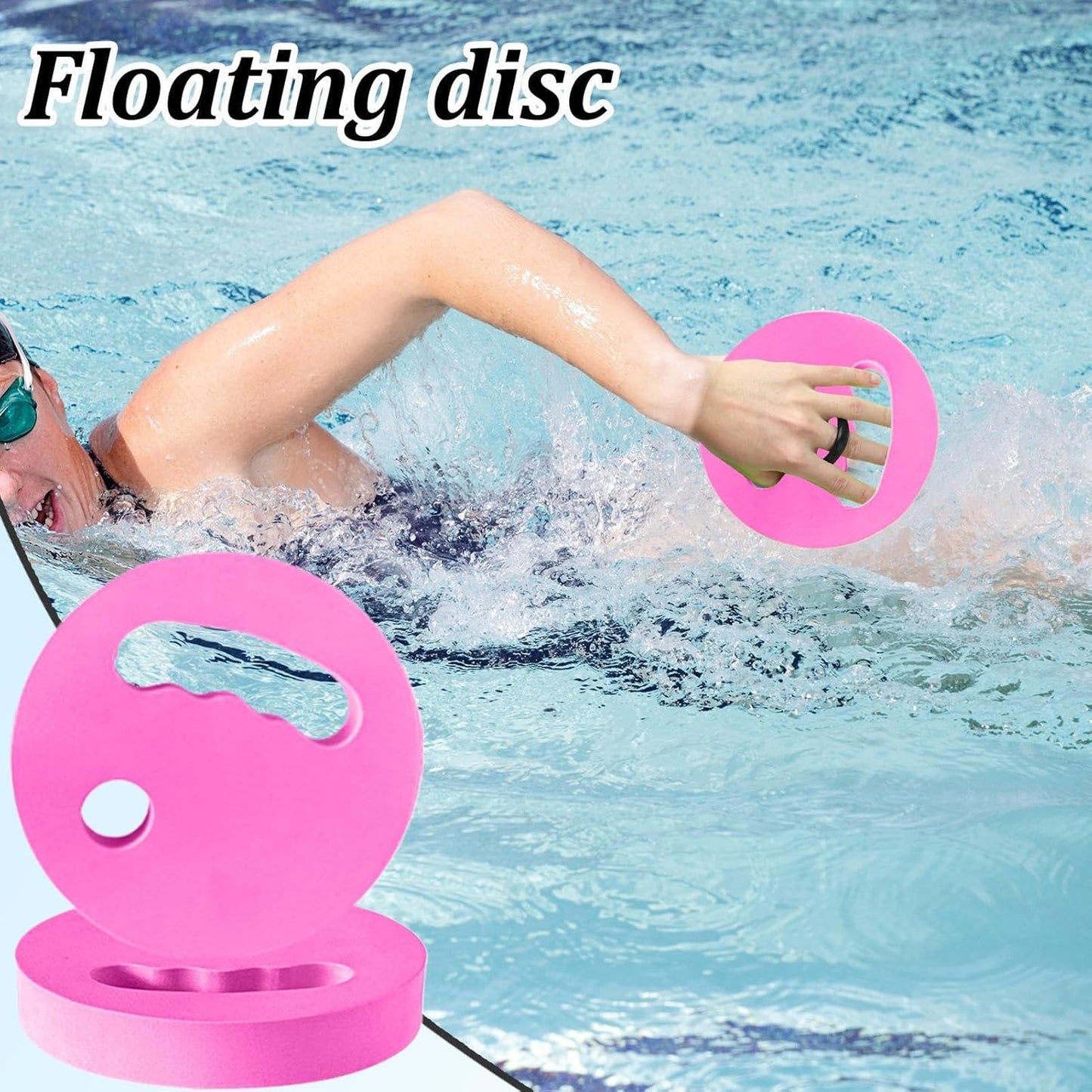 18x3 Cm 2 Pieces Water Exercise Discs EVA Floating Aqua Training Disc Pool Workouts Aid with Ergonomic Grip for Adults Swimming Beginners Teens Women Boys Men