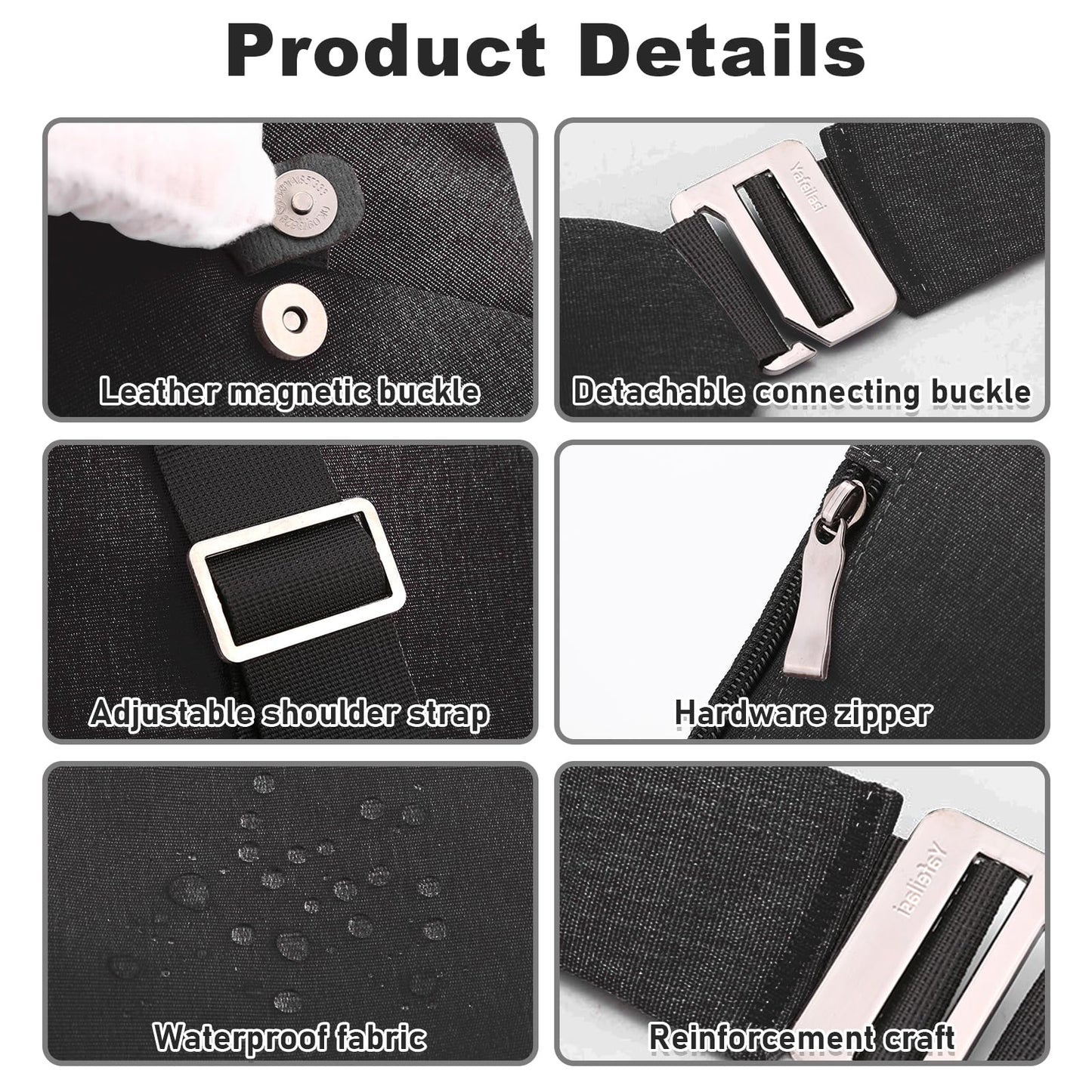 Anti Theft Travel Bag Sling Cross-body Bag Large Capacity (Right, Black)