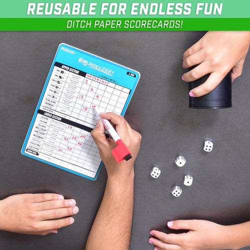 GoSports Dry Erase Rollzee and Farkle Scoreboard - Giant Size with 2 Pens