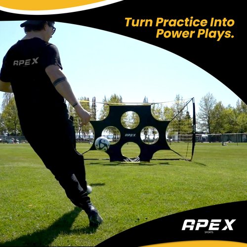 Apex Sports 12x6 FT Soccer Goal with Precision Target – Portable Soccer Net with Removable 10-Hole Target, Portable Design, Quick Setup, Ground Stakes & Collapsible Frame for Indoor/Outdoor Training