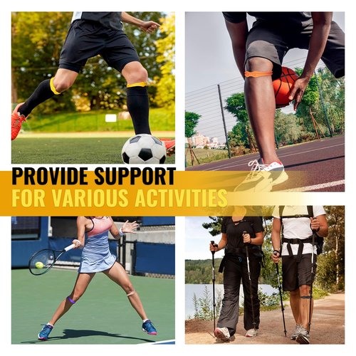 Fitgeno Knee Strap Patella Support: Knee Band for Patellar Tendon Pain Relief - Knee Brace for Tendonitis Jumpers Running Sports Basketball Men Women 2 Packs (Yellow)