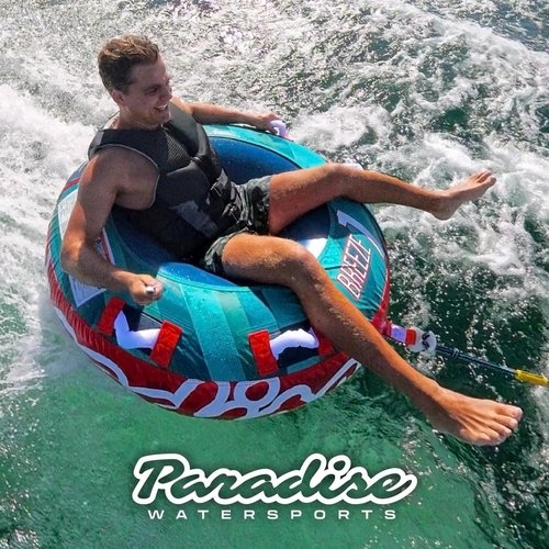 Paradise Water Sports - Breeze Water Towable Tube for Boating - 1 Rider, Teal/Red