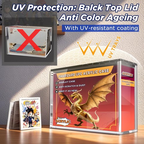 Charizard-UPC-Display-Case, (NOT Compatible with MEW 151 UPC), UV Protection Premium Acrylic Showcase for Ultra Premium Collection, Dustproof Museum-Quality Protector (Thick 6mm)