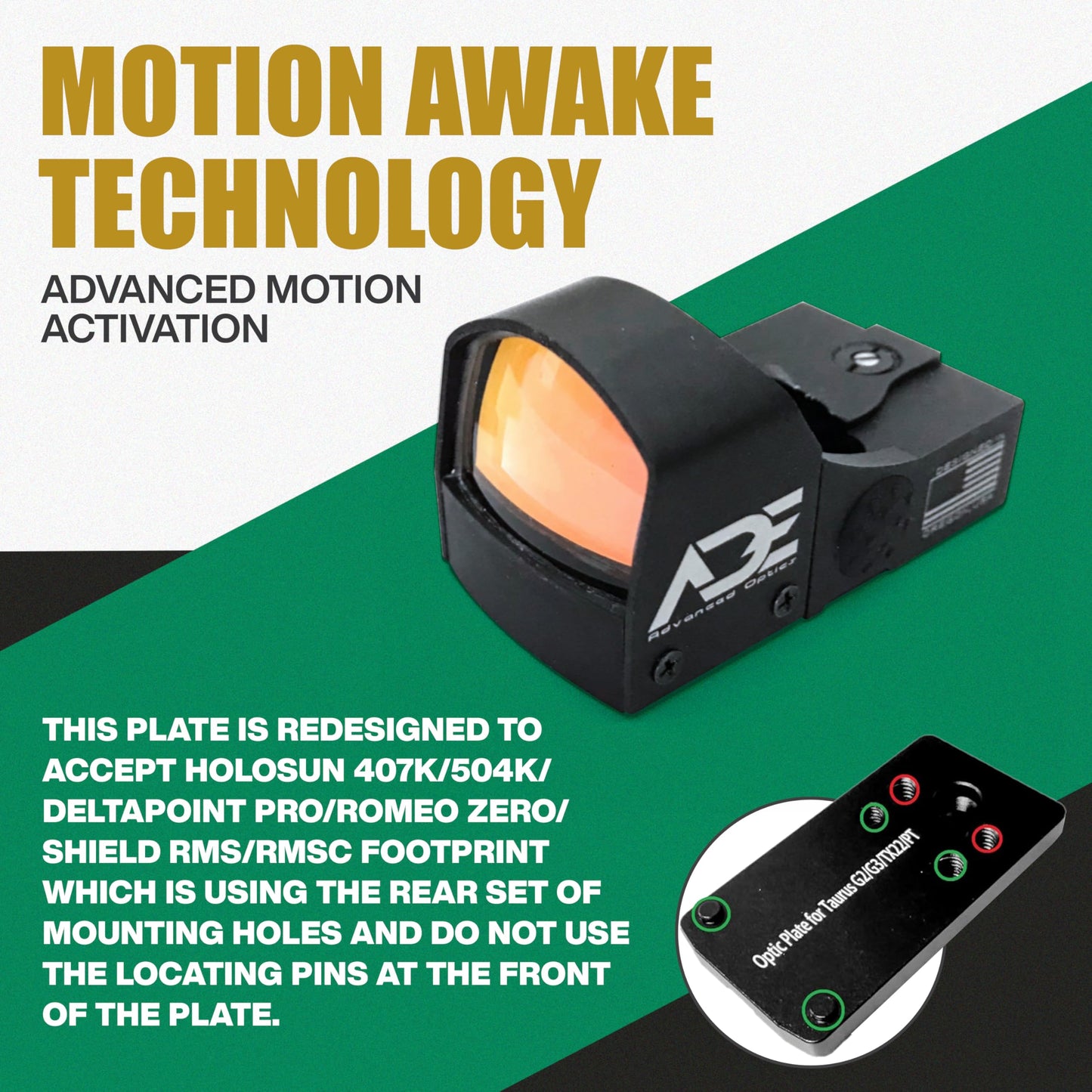 Ade Advanced Optics Crusader RD3-009 Red Dot Reflex Sight + Optic Mounting Plate for Taurus PT111 G2, Millennium G2, G2C, G3 with Original Rear Sight, PT140 G2, PT709, PT740, TX22 + Picatinny Plate