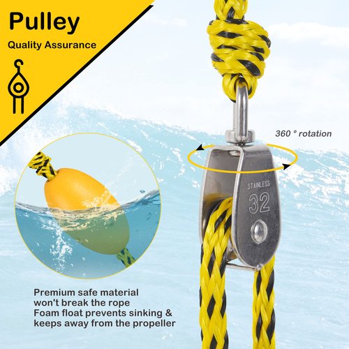 Watersports Heavy Duty Tow Harness with D Rings,Boat Tow Harness for Towing Towable Tube, Water Ski, Wakeboard (Yellow Black (18 feet=8.5'+8.5"+1))