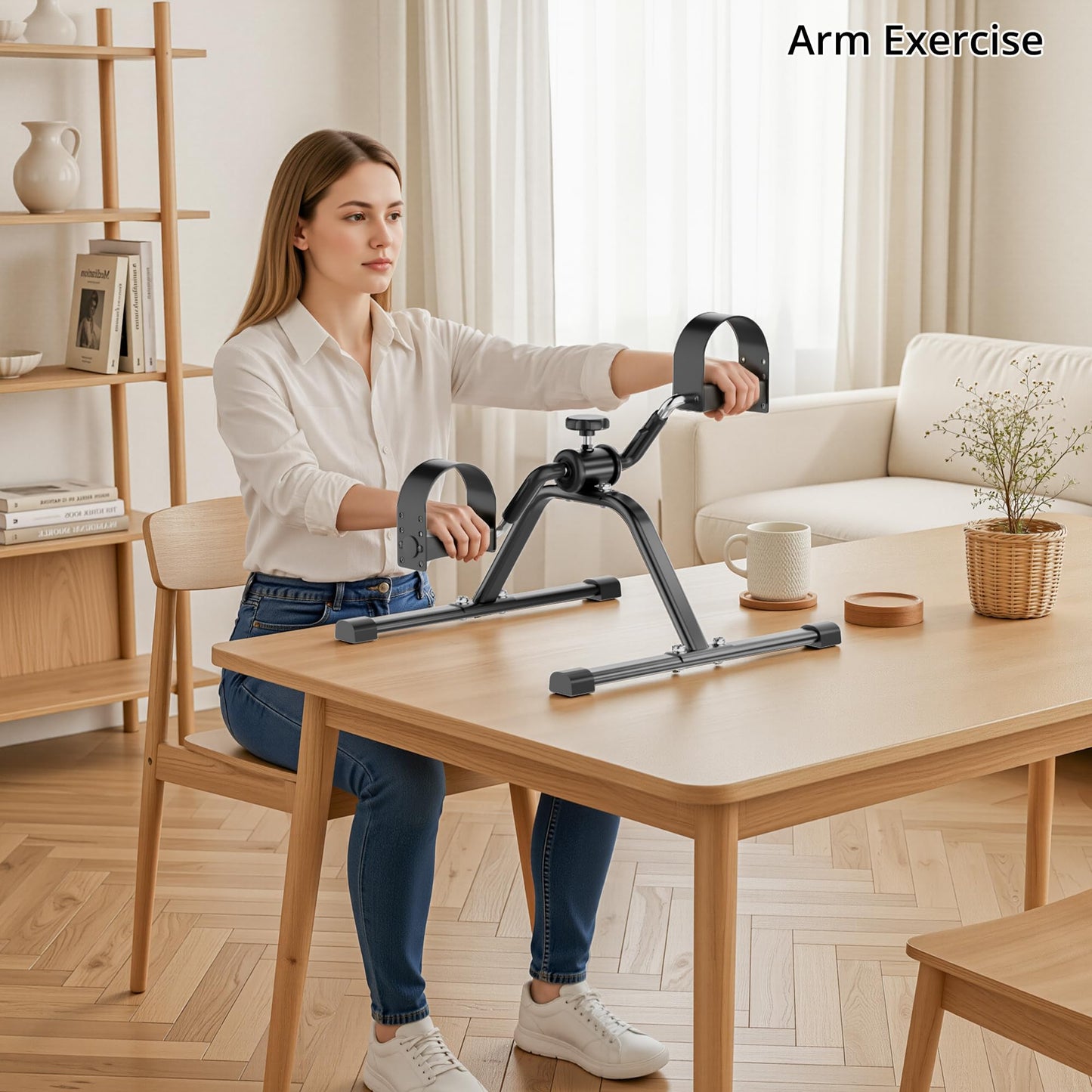 Pedal Exerciser Mini Exercise Bike Lightweight Portable Floor Peddler for Leg & Arm Workout