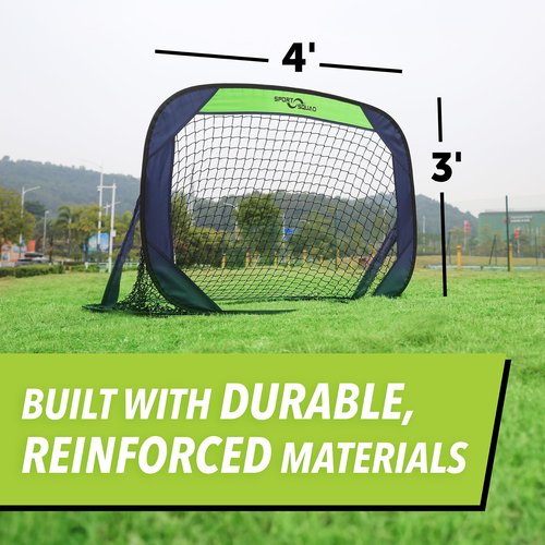 Sport Squad Portable Soccer Goal Net Set - Set of Two 4' Pop Up Training Soccer Goals with Compact Carrying Case - Easy Assembly and Compact Storage - Great for Kids and Adults