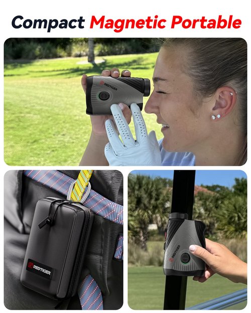 REDTIGER Golf Rangefinder, 7X Magnification 1200 Yards Laser Range Finder with Slope, Built-in Magnetic Bracket, Flag Pole Locking Vibration＆Rechargeable, GolfVue Series 1 pro