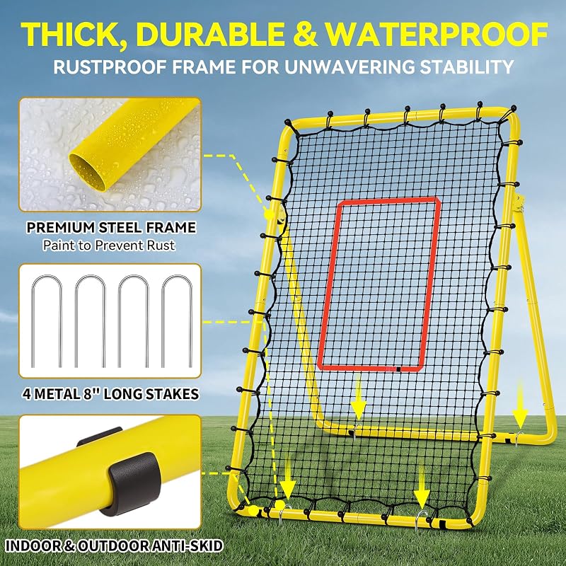 6-Angle Adjustable Volleyball Rebounder Net 7x4 ft with Accessories - Yellow (Variation of THIS listing)