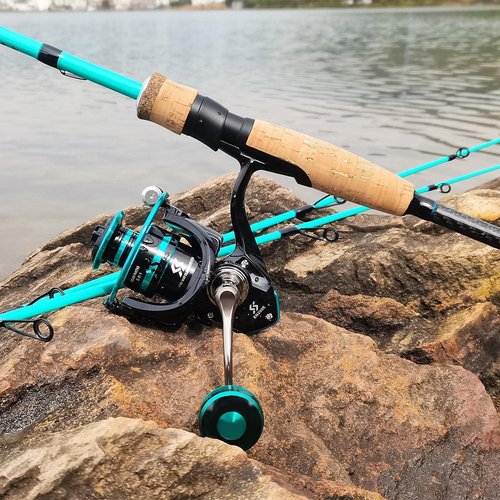 Sougayilang Fishing Rod and Reel Combo, Stainless Steel Guides Fishing Pole with Spinning Reel Combo for Saltwater and Freshwater-Turquoise-5.9ft & 3000