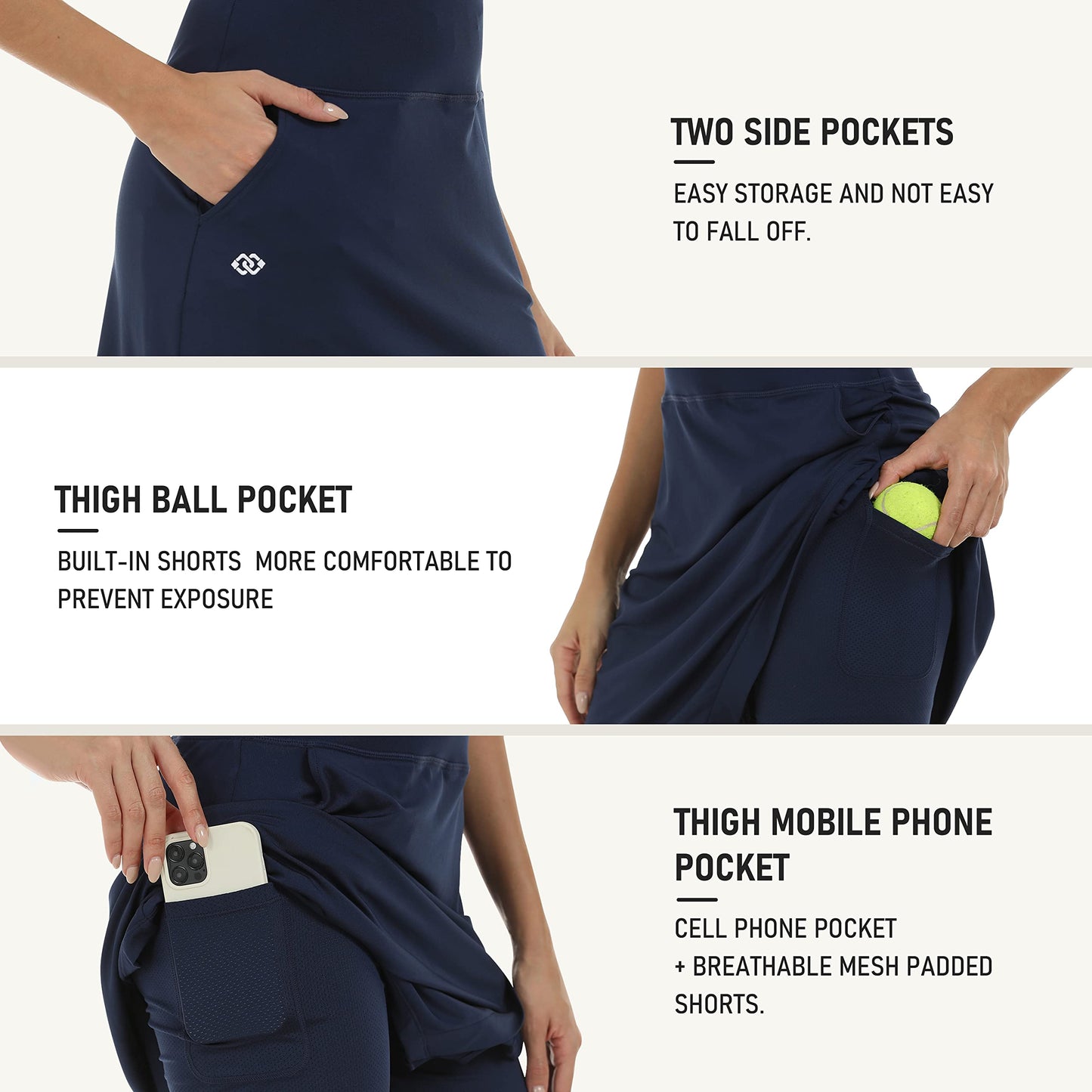 MoFiz Women's Tennis Skirts High Waisted Lightweight Athletic Golf Skorts Skirts Ladies Casual Skort with Pockets Navy XS
