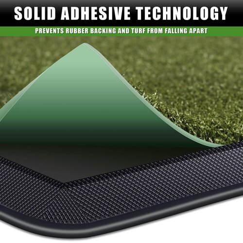 CHAMPKEY Premium Synthetic Turf Golf Hitting Mat | Heavy Duty Rubber Base Golf Practice Mat | Come with 1 Rubber Tee and 9 Plastic Tees (13" x 17", PRO Version)